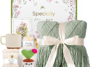 Geburtstags-Präsentkörbe – Genesungsgeschenke für Frauen, Postive Geschenkset Frau mit Kuscheldeck, Genesungsgeschenke Pflegepaket, Inspirierendes Weihnachtsgeschenkset zum Geburtstag für Freundin, Mama, Schwester