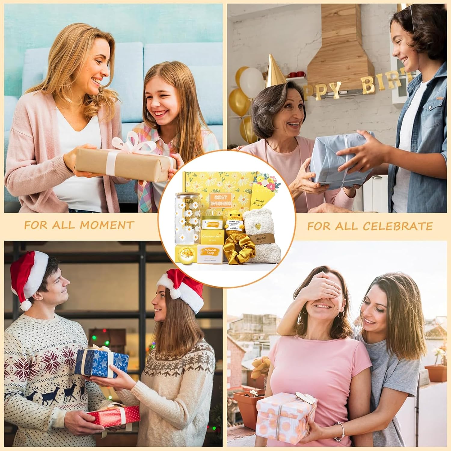 Geburtstags-Präsentkörbe - Geschenke für Frauen, 9-teilig, Sonnenblumen-Geburtstagsgeschenk für Frauen, Geschenkset für beste Freundin, Schwester, Mama, Mädchen zum Geburtstag, Weihnachten – Bild 8