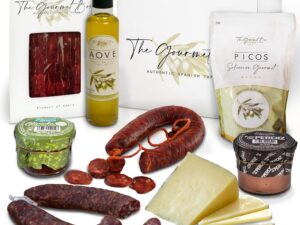 Wurst-Präsentkörbe – Gourmet-Box | Geschenkkorb Spanische Spezialitäten – Tapas | Gourmet-Geschenk | Geschenkkorb – Schinken & Salchichon & Chorizo ​​| Spanische Köstlichkeiten | Geschenk für Männer und Frauen | Lebensmittelkorb |