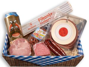 Wurst-Präsentkörbe – Wurstbaron® Geschenkkorb DIY Wurstpaket mit Salami und Schinken, Geschenkpaket ca. 1,5 kg