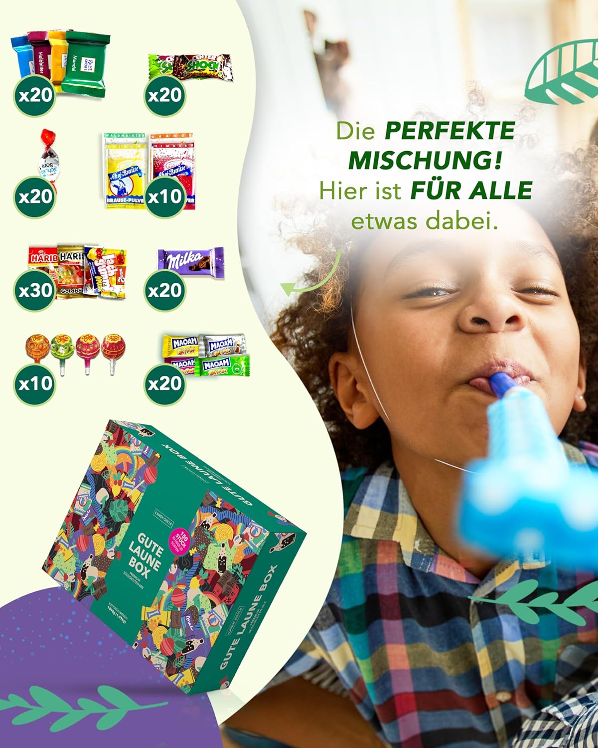 Geburtstags-Präsentkörbe - Premium Candy Box (150 Stück) - „Gute Laune Box“ als Geschenkidee, für Kindergeburtstage, Pinatafüllung, Candy Bar (XXL Snackbox) – Bild 3