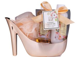 Geburtstags-Präsentkörbe – Weltbild Honey Jasmine Badeset im Schuh (Farbe: Roségold)