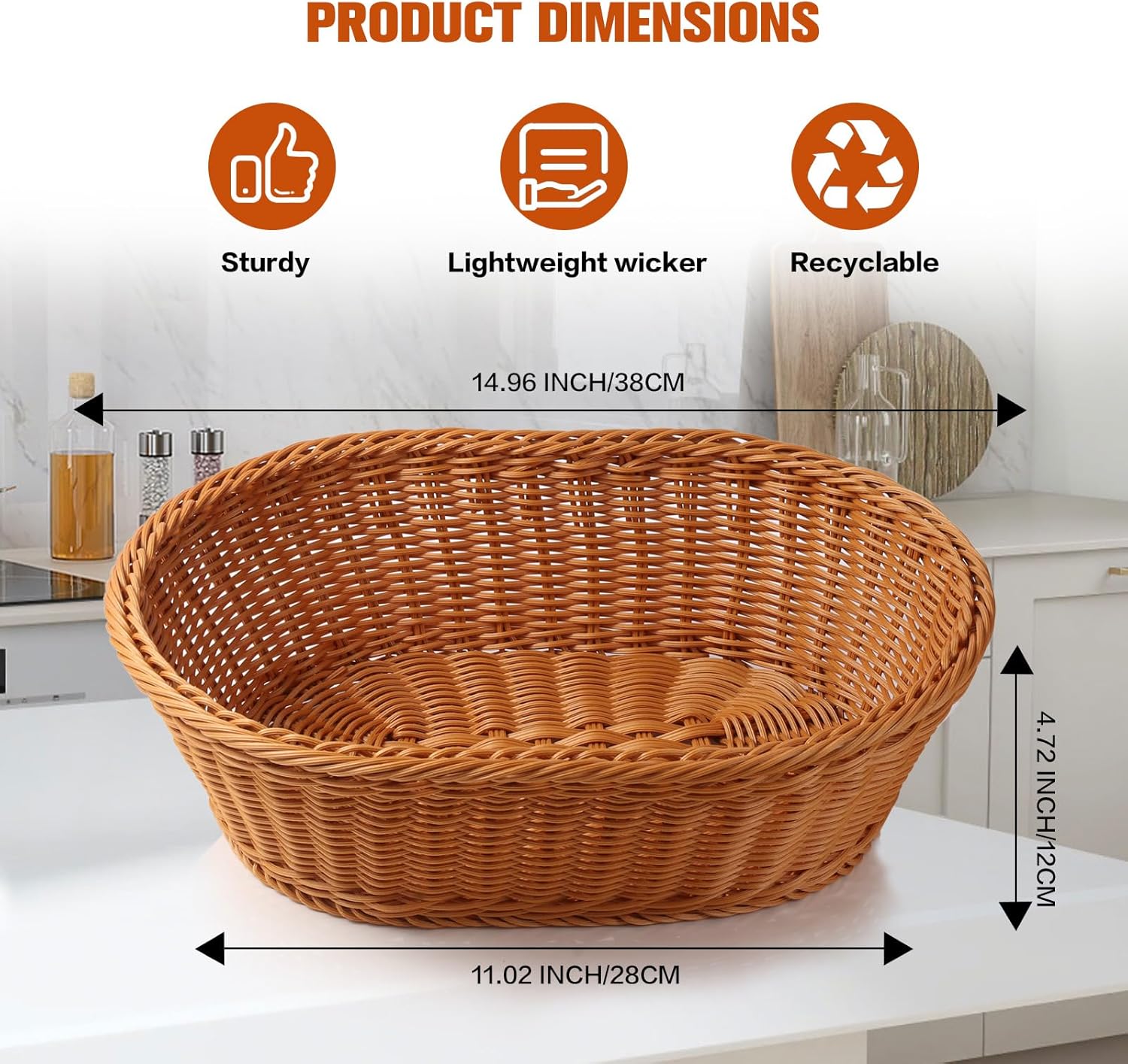 Geburtstags-Präsentkörbe - Boensi Geschenkkorb, 38 x 28 x 12 cm, leerer Präsentationskorb mit 1 x Korb, 4 x Schleifen, 1 x Zellophanbeutel, 1 x Grußkarte für Weihnachten, Geburtstage, Hochzeiten, Ostern – Bild 3