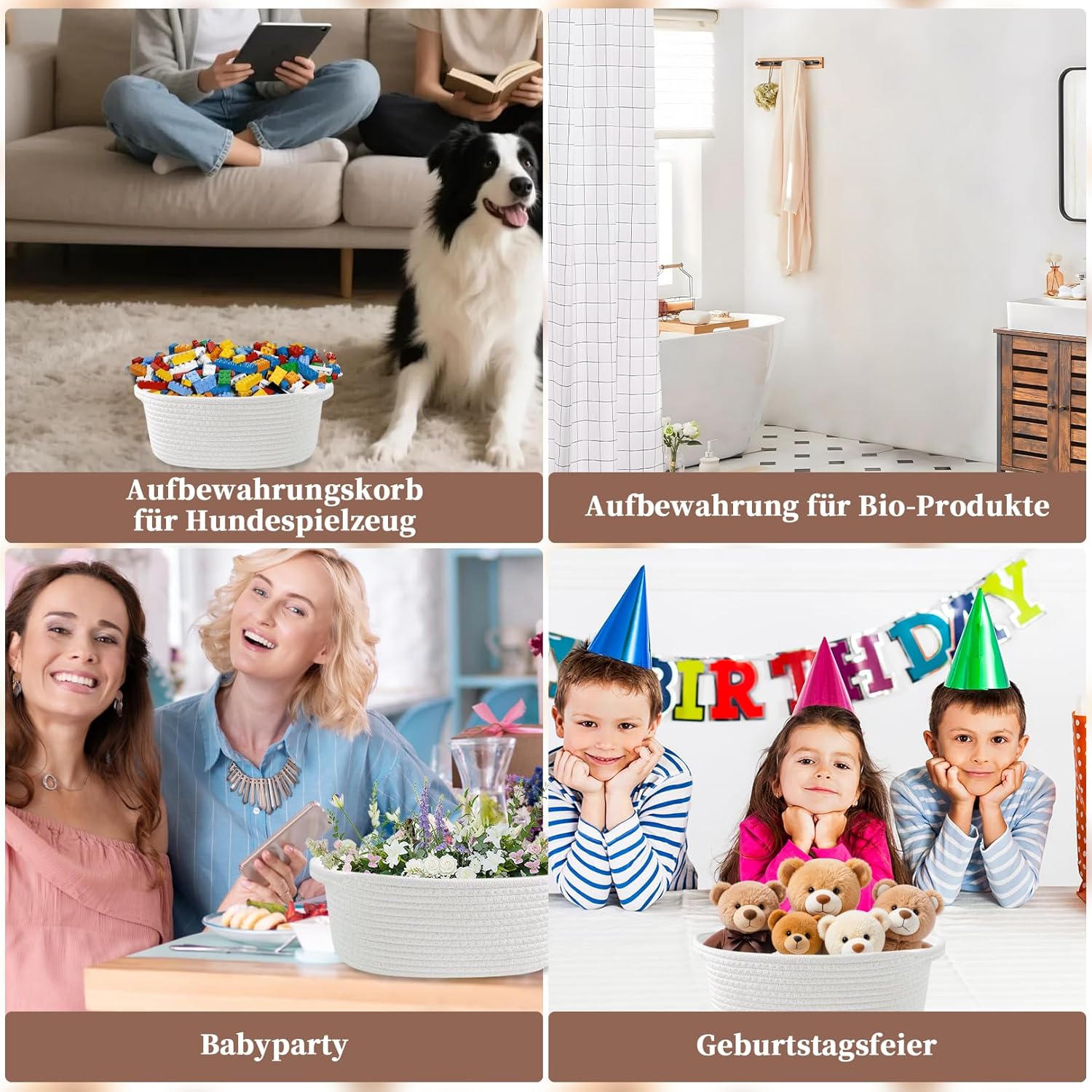 Wein-Präsentkörbe - AHEJIOO Leerer Geschenkkorb, Geschenkkorb mit Geschenktüten und Bändern, Geschenkkorb, Korb für Geschenke, Korbgeschenk, für Weihnachten, Geburtstag, Hochzeit, Babyparty & DIY-Geschenkideen – Bild 7