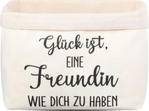 Geburtstags-Präsentkörbe – Xuniea Brotkorb Glück ist, eine Freundin wie dich zu haben Geburtstagsgeschenk Geschenke für Freundin Brotkorb Brotbeutel Brotkorb Packwürfel aus Stoff Weihnachtsgeschenk Neujahrsgeschenk (Weiß)