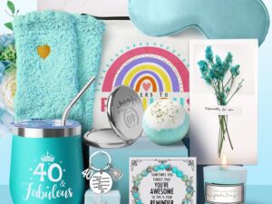 Geburtstags-Präsentkörbe – Geschenke zum 40. Geburtstag für Frauen, Geschenke zum 40. Geburtstag für sie, Happy Basket Geschenkideen für 40 Jahre alte Frauen, Geschenkkörbe, Verwöhnung, Geboren im Jahr 1984, Freunde, Mutter