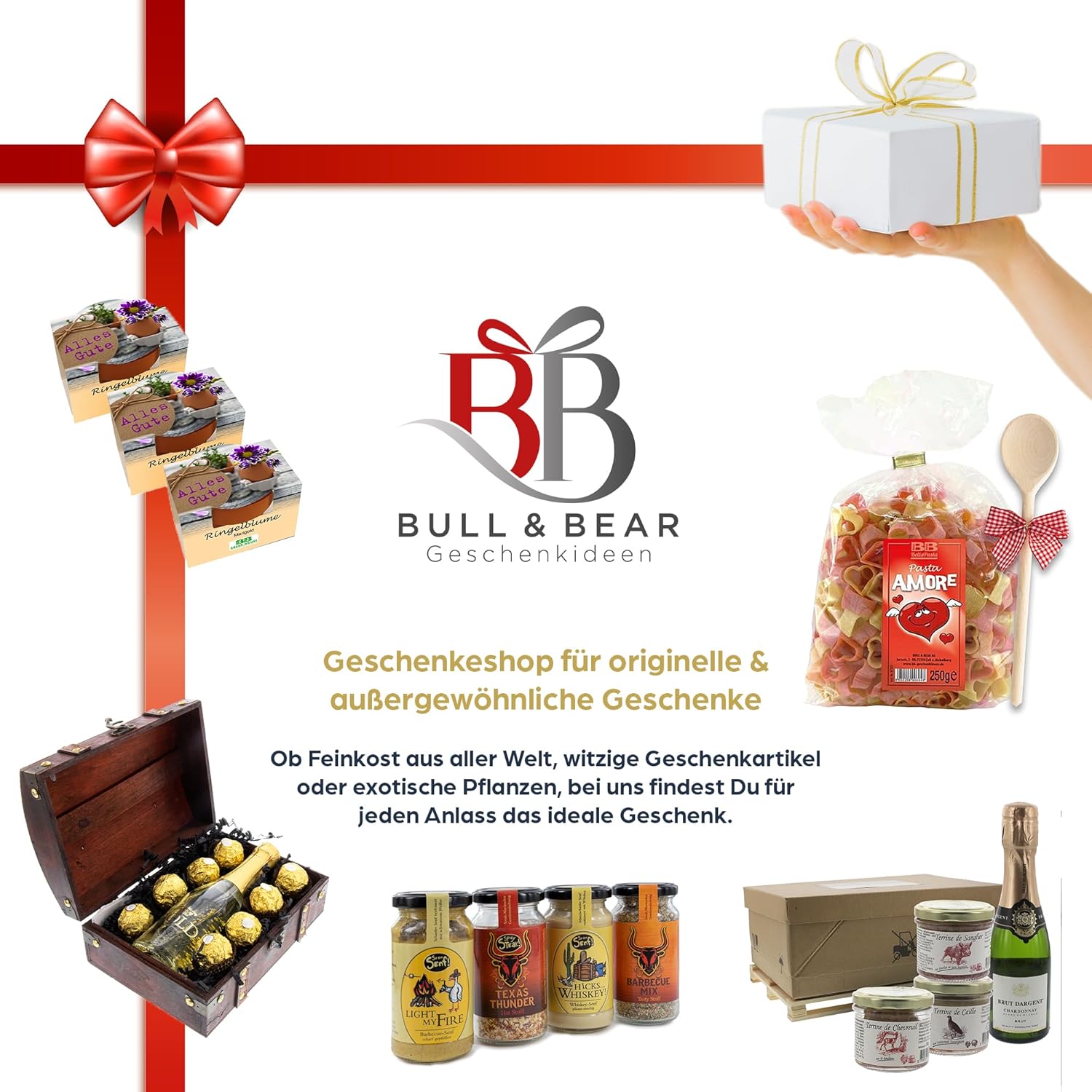 Wein-Präsentkörbe - Bull & Bear Wein-Geschenkset „Thank You“, Rotwein, Dankesnudeln und feinste Schokolade – Bild 7
