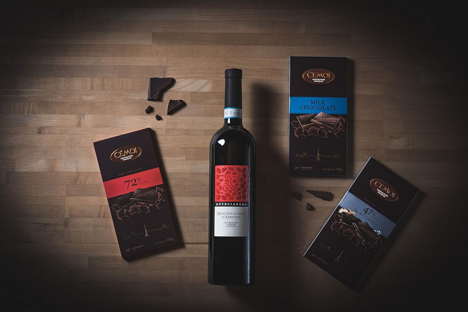 Wein-Präsentkörbe - Geschenkkorb „Genussbox“ mit Wein und Schokolade in einer Geschenkbox, italienischem Rotwein Montepulciano d'Abruzzo und Geschenkkorb „Sense Magic“ – Bild 4