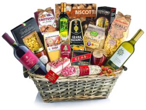 Wein-Präsentkörbe – Villa Guelfa „Contea“ Weihnachtskorb Geschenkkorb mit Delikatessen und Delikatessen aus Italien, Gourmet-Geschenkkorb mit gastronomischen Spezialitäten zu Weihnachten