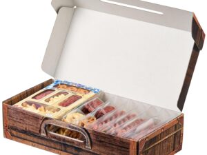 Wurst-Präsentkörbe – Wurstbaron® Wurst-Geschenkbox mit 24 besonderen Salami- und Wurstsnacks – Brezeln, Herzen, Sterne, Pikanten und vieles mehr – 790 g