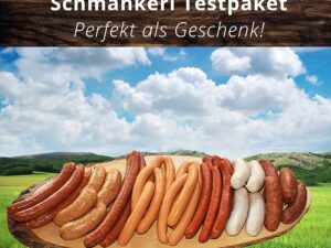Wurst-Präsentkörbe – Landmetzgerei Schiessl Würstlspezialpaket 2300 g I Hausmannswurstpaket Glutenfreie, laktosefreie Wurst, Wiener und Cracker, Top-Qualität aus eigener Schlachtung, kulinarische Leckerbissen