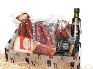 Wurst-Präsentkörbe – Montelueño: Geschenkkorb | Geschenkkorb mit spanischen Köstlichkeiten | Tapas | Salchichón, Chorizo, Lomo, Käse, Natives Olivenöl Extra, Picos