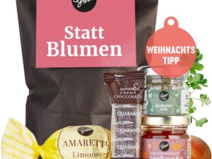 Geburtstags-Präsentkörbe – Gepp’s Feinkost Wundertüte „Statt Blumen“, Geschenkbox als Dankeschön, Geburtstagsgeschenk für Kollegen, kleines Geschenkset mit Kräutersalz, Marmelade, Pralinen, Geschenkidee für Männer und Frauen