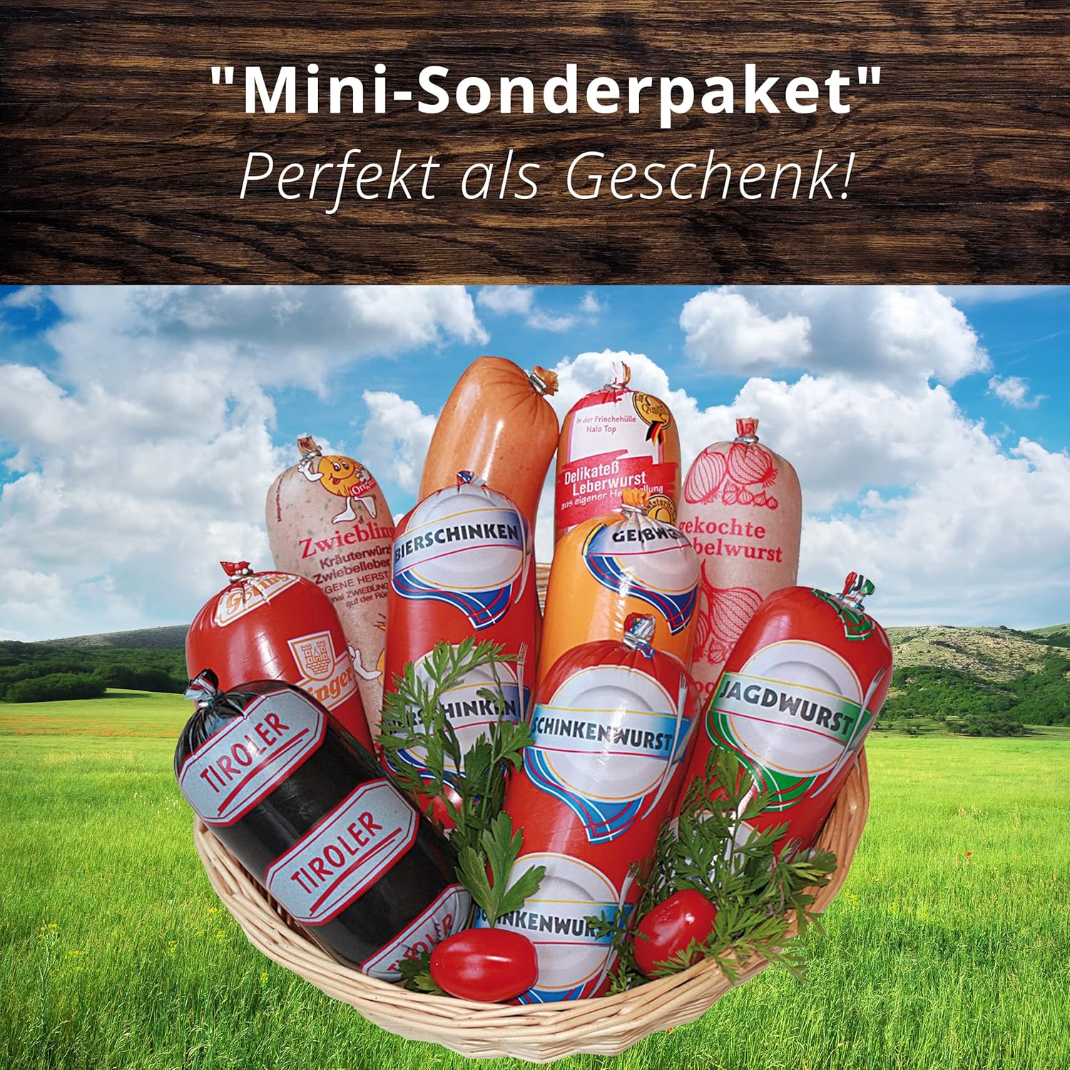 Wurst-Präsentkörbe - Landmetzgerei Schiessl Mini-Spezialpaket 2300 g I Hausmannswurstpaket glutenfrei & laktosefrei, Wurst, Schinken und Tiroler | Top-Qualität aus eigener Schlachtung als Geschenkset – Bild 2