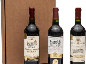 Wein-Präsentkörbe – Bordeaux-Geschenkset, 3 hochwertige französische Rotweine aus Bordeaux mit Goldmedaille, trocken
