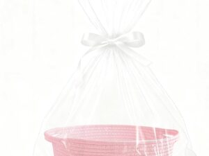 Geburtstags-Präsentkörbe – Geschenkkorb, leerer Geschenkkorb für Geschenke, geflochtener Korb, Geschenktüten-Set für Babyparty, Geburtstag, Hochzeit, Ostern, Erntedankfest, Weihnachten, Abschlussfeiern (Rosa)