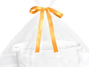 Geburtstags-Präsentkörbe – Woven Gift Hamper Basket with Handles, 12″ x 8″ x 5″, Rope, Room Storage, White