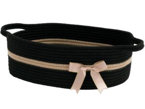 Geburtstags-Präsentkörbe – TIMEYARD Aufbewahrungskorb, Geschenkkorb, leer, Organizer-Korb aus Baumwolle für Handtücher, Snacks, Hundespielzeug, Korb geflochten, 33 x 25 x 12 cm, Schwarz und Khaki