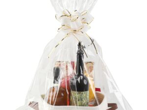 Geburtstags-Präsentkörbe – Leerer Geschenkkorb, Geschenkkorb, leerer Korb für Geschenke mit Geschenktüten und Bändern, geflochtener Aufbewahrungskorb für Geburtstag, Hochzeit, Babyparty, Erntedankfest, Weihnachten