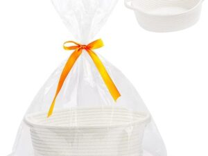 Geburtstags-Präsentkörbe – Leerer Geschenkkorb, geflochtener Korb für Geschenke mit Geschenktüten und Bändern, Geschenkkorb, leerer Aufbewahrungskorb für Geburtstag, Hochzeit, Babyparty, Erntedankfest, Weihnachten