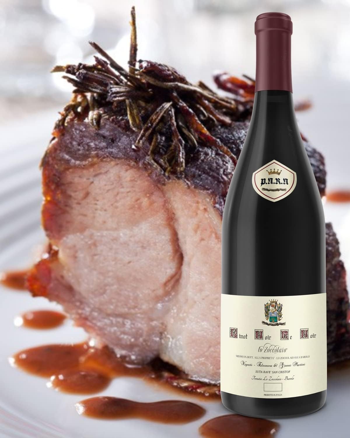 Wein-Präsentkörbe - Lo Zoccolaio Piemonte DOC Pinot Nero Re Noir Flaschen Piemont Wein Holzkiste trocken (1 x 0,75 L) – Bild 3