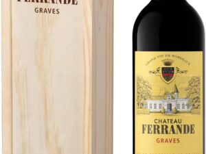 Wein-Präsentkörbe – Geschenkset Holzkiste – Château Ferrande – AOP Graves – Rotwein – 75cl