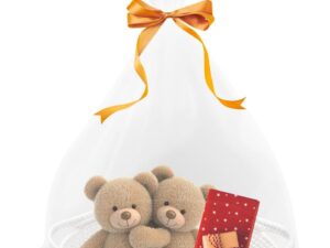 Geburtstags-Präsentkörbe – FRUHLING Geschenkkorb, leerer geflochtener Korb, Geschenkkorb mit Zellophantüten und Schleife, Aufbewahrungskorb, Baumwollseil, geflochten für Babyparty, Geburtstag, Hochzeit, Festival (weiß)