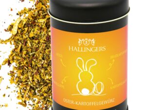 Wurst-Präsentkörbe – Hallingers Osterkartoffelgewürz – Ostergeschenke für Osterkörbe zu Ostern, Gewürzmischung für Kartoffeln, Suppen & Chips (Dose) – Geschenk zum Muttertag & Geschenkideen zum Vatertag | Herzlichen Glückwunsch Fr