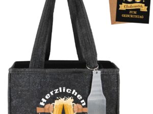 Bier-Präsentkörbe – WenmthG Lustige Geschenke für Herren, Geburtstag, Herrenhandtasche, Bierflaschenträger für 6 Bierflaschen, Geburtstag, lässig