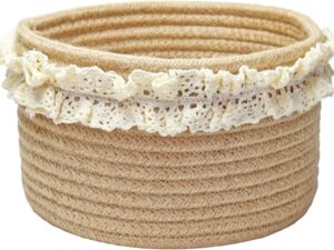 Geburtstags-Präsentkörbe – Dermalyx Traumkorb für Geschenke, niedliche kleine runde Körbe für Baby, Hochzeit, Geburtstag, Mini-dekorative Juteseilkörbe für Heimdekoration, braun, 20 x 20 x 13 cm