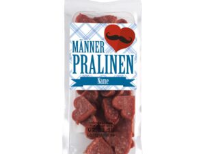 Wurst-Präsentkörbe – Herz & Heim® Salami-Herzen – Herren-Pralinen – mit Namensaufdruck zum Vatertag, geräuchert, Stück, Gewürze