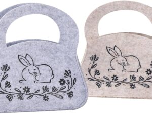 Geburtstags-Präsentkörbe – Geschenktüten zu Ostern, 2er-Set, mit Henkel, Ostertasche aus Filz, Osterkörbchen, Geschenkkorb, Hasenblumen, Filztaschen, Stofftaschen, Deko-Geschenk, Ostern, Frühling, Geburtstag, Familie, Freunde