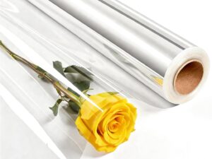 Geburtstags-Präsentkörbe – Transparente Folien, Geschenkpapierrolle, Klarsichtfolie 43 cm x 30 m, 3 ml, Geschenkfolie transparent für Geschenkkörbe, Hochzeit, Geburtstag, Süßigkeiten, Blumen und Partydekoration