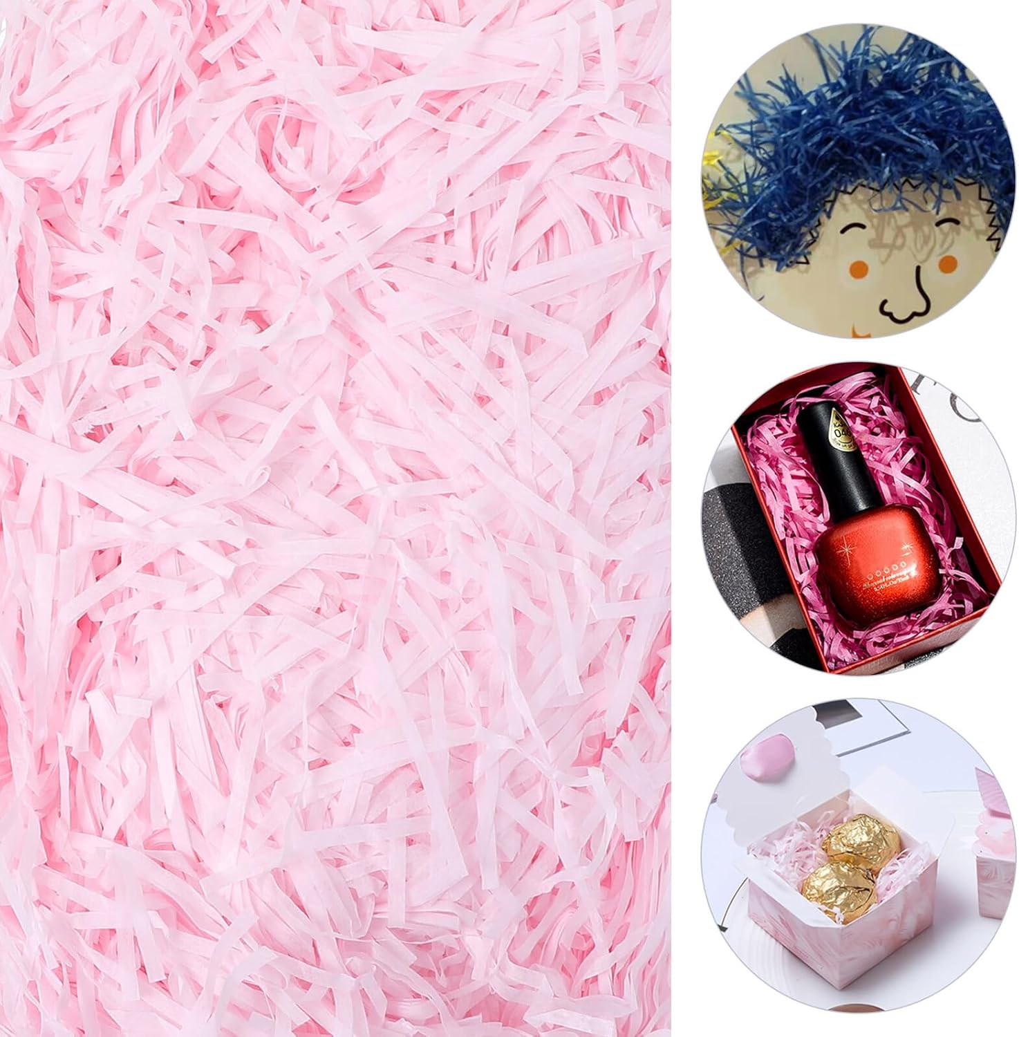 Geburtstags-Präsentkörbe - VILLCASE Bunte Seidenpapier-Füllung, 100 g, Karton-Füllmaterial, plissierte Geschenkbox-Dekoration für Geburtstage und Geschenkkörbe – Bild 5