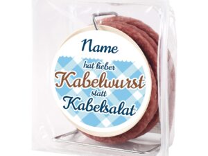 Wurst-Präsentkörbe – Herz & Heim 3,5 Meter Salami-Snack auf Kabeltrommel – mit Namen auf Etikett – Geschenkidee für Handwerker und Heimwerker