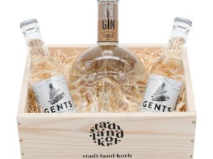 Geburtstags-Präsentkörbe – Premium Gin & Tonic Geschenkkorb „Swiss Gold Gin“ für goldene Momente zum Anstoßen – Geschenkidee zum Geburtstag, zu Weihnachten und als Dankeschön
