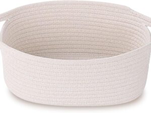 Geburtstags-Präsentkörbe – 2 Stück Aufbewahrungskörbe, Geschenkkörbe, leeres Baumwollseil mit Griffen, geflochten für Babyparty, Geburtstag, Hochzeit, Erntedankfest, Weihnachten, mit transparenten Geschenktüten und Ziehschleifen