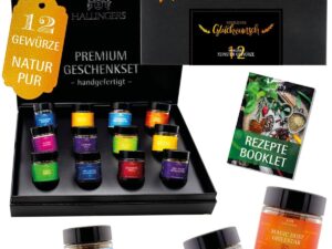 Wurst-Präsentkörbe – Hallingers Congratulations – Gewürz-Geschenkset handgefertigt, 12 Gewürze aus aller Welt (Set) – Geschenk im Sommer & als perfektes Grillgeschenk | Glückwünsche zum Geburtstag, neues Zuhause, Jubiläum, Fr