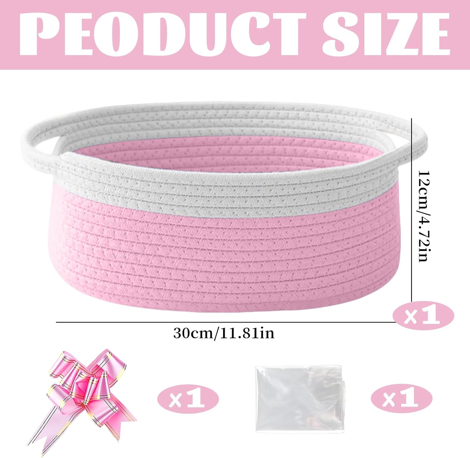 Geburtstags-Präsentkörbe - HORREX Geschenkkorb aus Baumwolle, Aufbewahrungskorb, leer, Geschenkkorb mit Geschenktüten und Bändern für Geburtstag, Hochzeit, Weihnachten, Babyparty, Erntedankfest – Bild 2