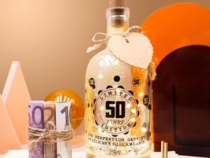 Geburtstags-Präsentkörbe – Geschenke zum 50. Geburtstag Frau Mann, 50. Geburtstag Frau Mann, Geschenk 50. Geburtstag Frau Mann, Geschenke für Frauen Männer ab 50, 50. Geburtstag Dekoration 50. Geburtstag Mann Frau, LED Flaschenlicht