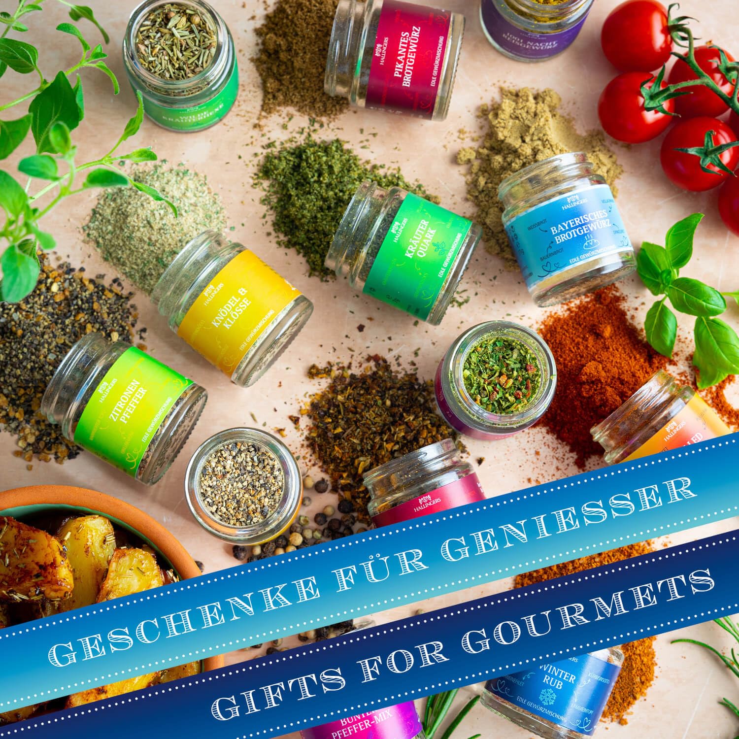 Wurst-Präsentkörbe - Hallingers Genuss Manufaktur Gewürz-Geschenkset – 12 Premium-Gewürze im Glas, edle Geschenkbox zum Kochen & Grillen, Gewürzset „Classic Nr. 2“, Geschenkidee für Männer, Geburtstag & Weihnachten – Bild 4