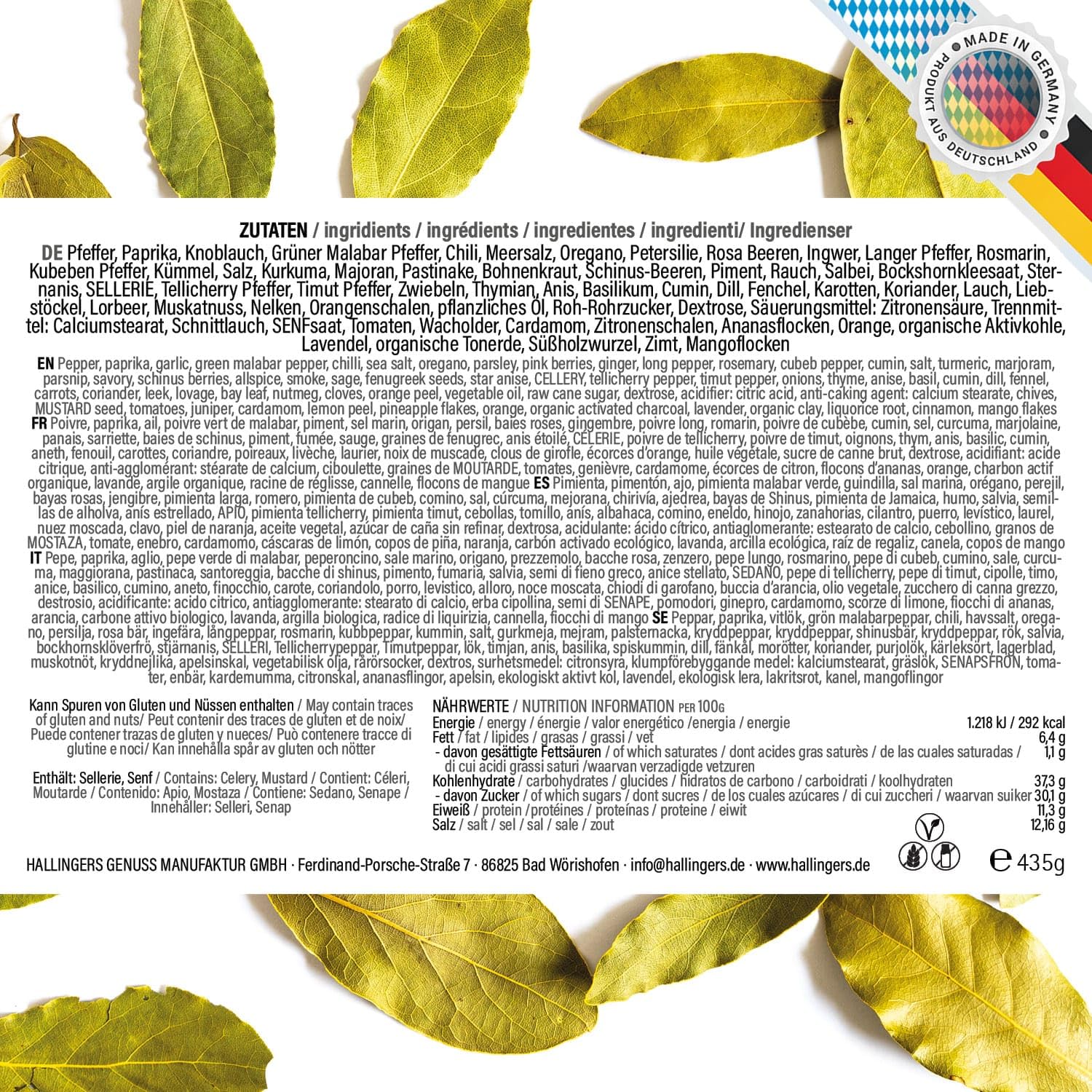 Wurst-Präsentkörbe - Hallingers Genuss Manufaktur Gewürz-Geschenkset Weihnachten – 24 Premium-Gewürze aus aller Welt im Glas, edle Geschenkbox, Gewürzset „Frohes Fest“, Weihnachtsgeschenkidee für Männer und Frauen – Bild 6