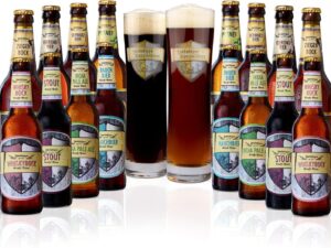 Bier-Präsentkörbe – Brauerei Zwönitz ProBeer-Paket/Bier-Set mit 16 Bieren + 2 Gläsern/Bier-Probierbox/verschiedene Biersorten zum Verschenken/Bier-Probier-Set mit Craft Beer/je 8 × 0,33 L + 0,5 L Flaschen