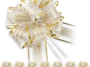 Geburtstags-Präsentkörbe – 8 Stück große Schleifen zum Verpacken von Geschenken, 17 cm große Schleifen für Hochzeit, Weihnachten, Valentinstag, Geburtstag, Party, Geschenkkörbe, Dekoration, Beige