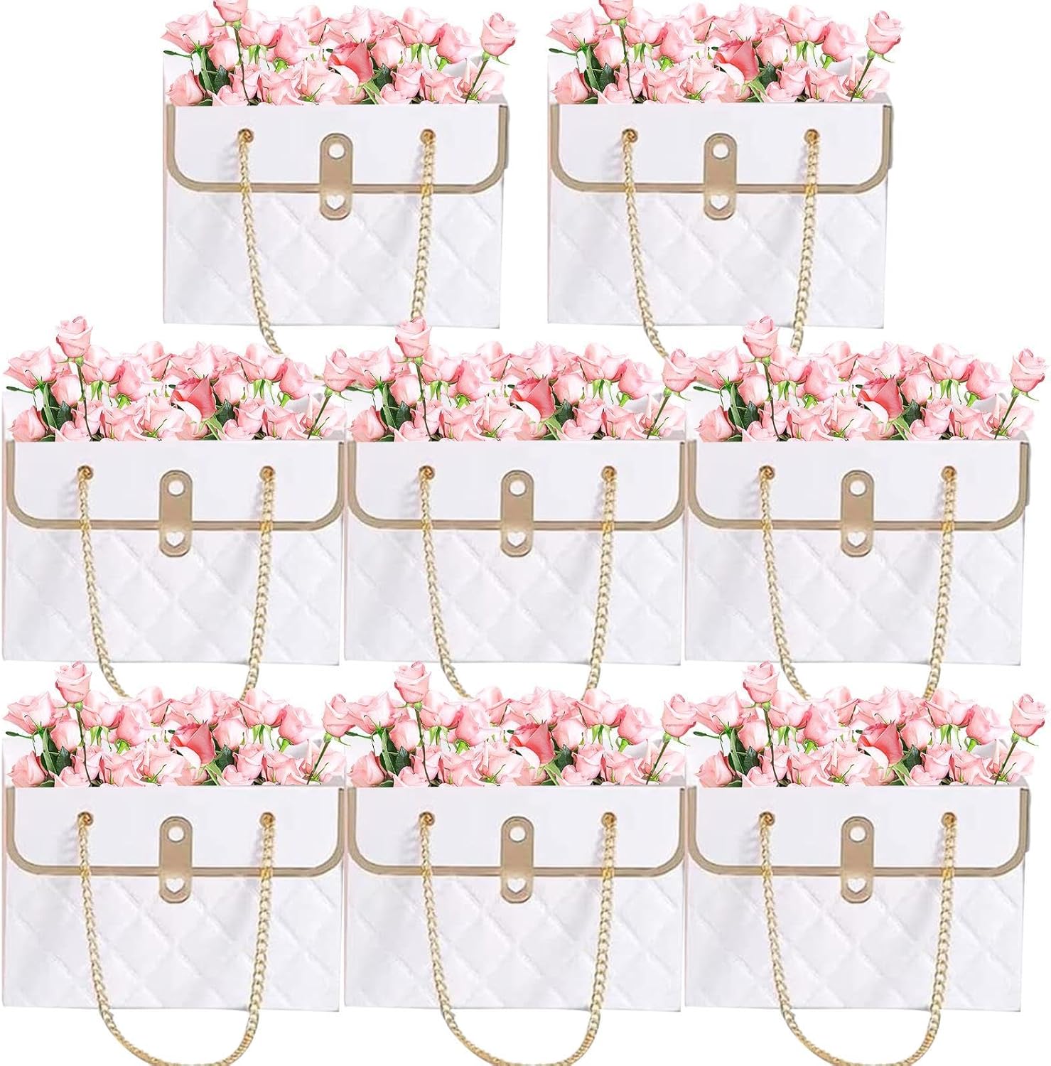 Geburtstags-Präsentkörbe - Blumenstraußbox mit Griff, 8 Stück, Geschenktüten für Blumen, Geschenkkorb für Blumen, Blumen-Geschenkbox, Geschenkverpackungsbox für Blumenarrangements, Hochzeit, Geburtstag, Weihnachtsdekoration – Bild 7