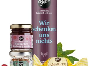 Wurst-Präsentkörbe – Gepp’s Delicatessen „Wir machen uns keine Geschenke“ – Geschenkkorb mit Gewürzen und Marmelade – Kleines Geschenk oder als Dankeschön – Geschenkkorb für Männer und Frauen – Gourmet-Geschenkidee