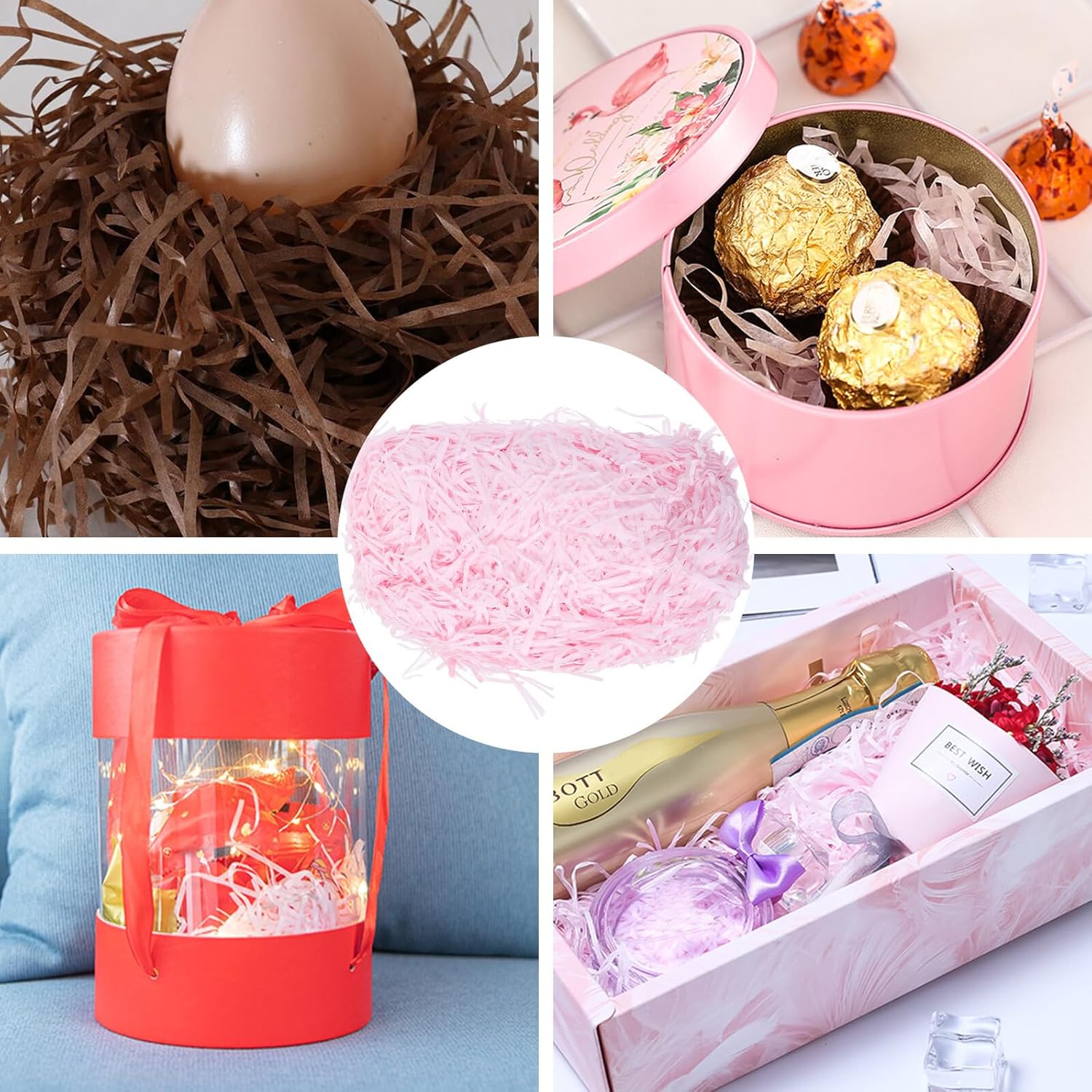 Geburtstags-Präsentkörbe - VILLCASE Bunte Seidenpapier-Füllung, 100 g, Karton-Füllmaterial, plissierte Geschenkbox-Dekoration für Geburtstage und Geschenkkörbe – Bild 4