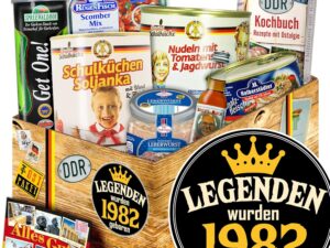 Geburtstags-Präsentkörbe – Legends 1982 – DDR-Artikel – Geburtstagsgeschenkidee Freund – DDR-Geschenkkorb