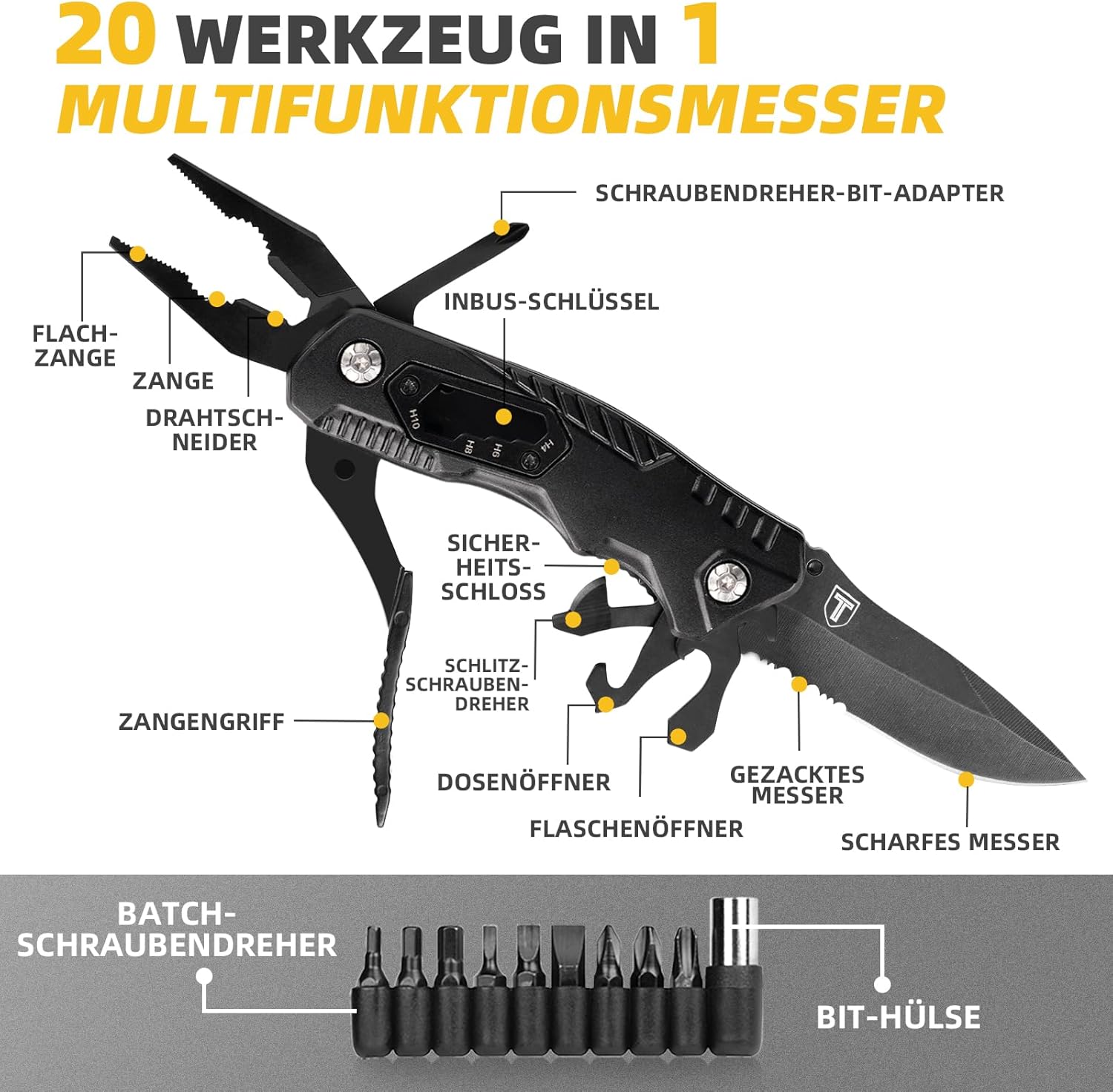 Father's Day Gift for Dad, Multitool Knife, Birthday Gift for Men, Father, Stepdad, Gifts for Father's Day, Unusual, Pocket Knife, Multifunction Pocket Tool for Outdoor, Camping, DIY – Bild 6