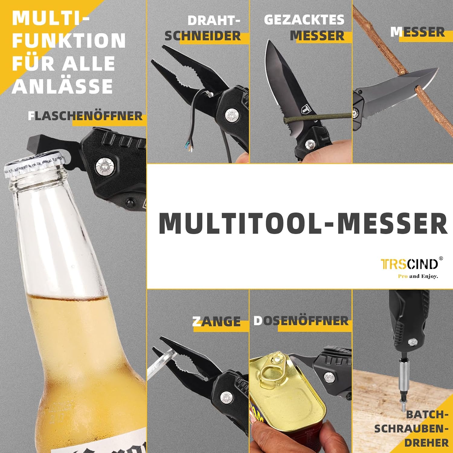 Father's Day Gift for Dad, Multitool Knife, Birthday Gift for Men, Father, Stepdad, Gifts for Father's Day, Unusual, Pocket Knife, Multifunction Pocket Tool for Outdoor, Camping, DIY – Bild 3